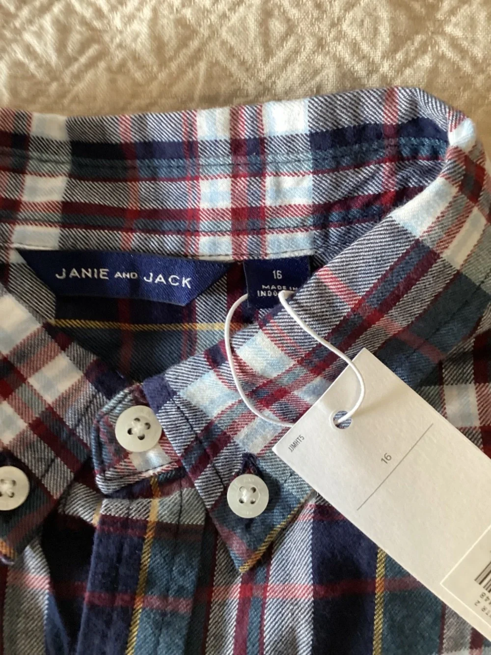 Janie and jacks nwt boys size 16 soft flannel burgundy and gray